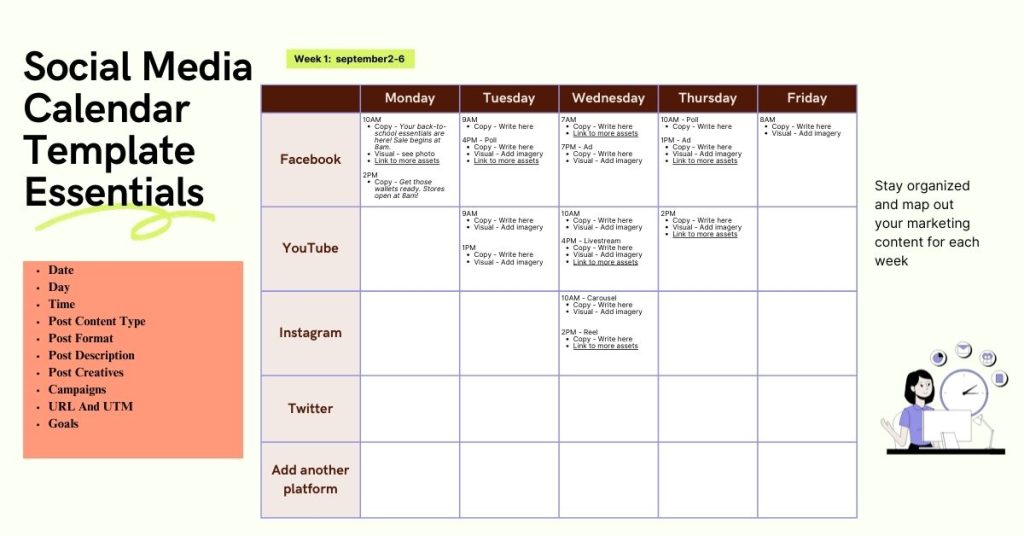 Social Media Content Calendar Sample 
